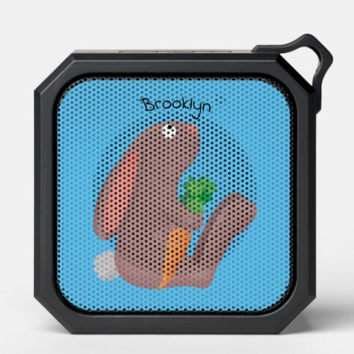 Cute bunny rabbit sitting with carrot cartoon bluetooth speaker