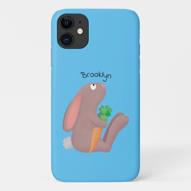 Cute bunny rabbit sitting with carrot cartoon Case-Mate iPhone case (Back)