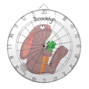 Cute bunny rabbit sitting with carrot cartoon dart board