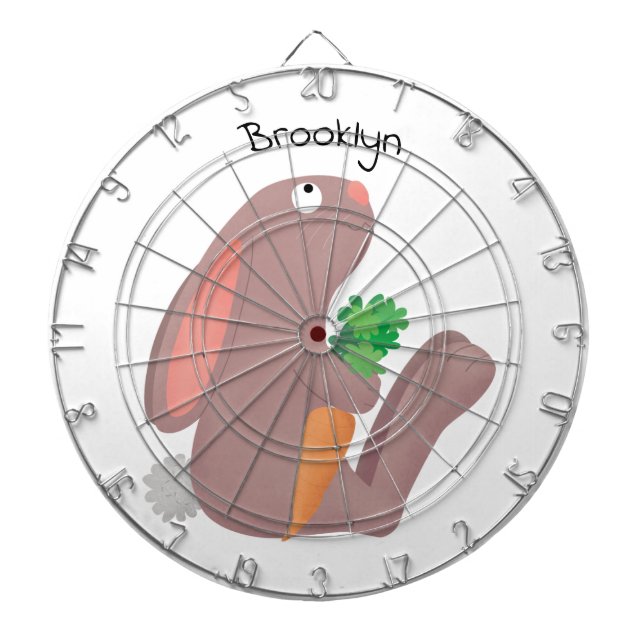 Cute bunny rabbit sitting with carrot cartoon dart board (Front)