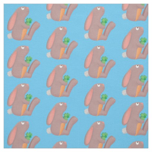 Cute bunny rabbit sitting with carrot cartoon fabric