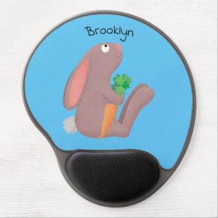 Cute bunny rabbit sitting with carrot cartoon gel mouse pad