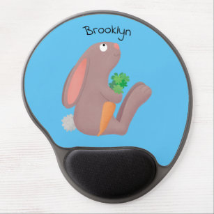Cute bunny rabbit sitting with carrot cartoon  gel mouse pad