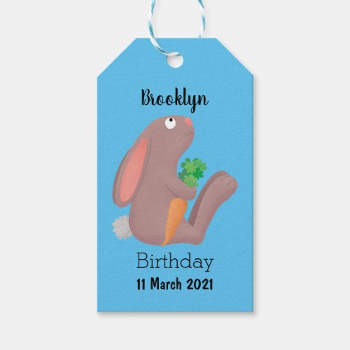 Cute bunny rabbit sitting with carrot cartoon gift tags