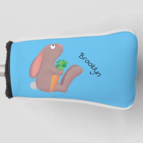 Cute bunny rabbit sitting with carrot cartoon  golf head cover