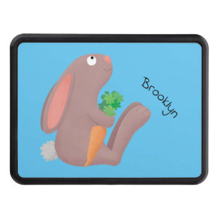 Cute bunny rabbit sitting with carrot cartoon hitch cover