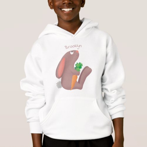 Cute bunny rabbit sitting with carrot cartoon  hoodie