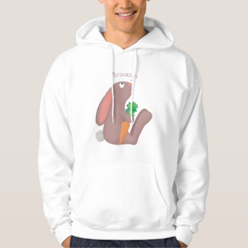 Cute bunny rabbit sitting with carrot cartoon hoodie