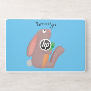 Cute bunny rabbit sitting with carrot cartoon HP laptop skin