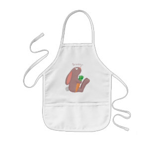 Cute bunny rabbit sitting with carrot cartoon kids' apron