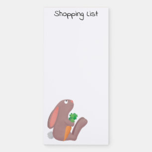 Cute bunny rabbit sitting with carrot cartoon magnetic notepad