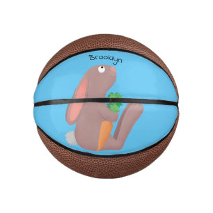 Cute bunny rabbit sitting with carrot cartoon mini basketball