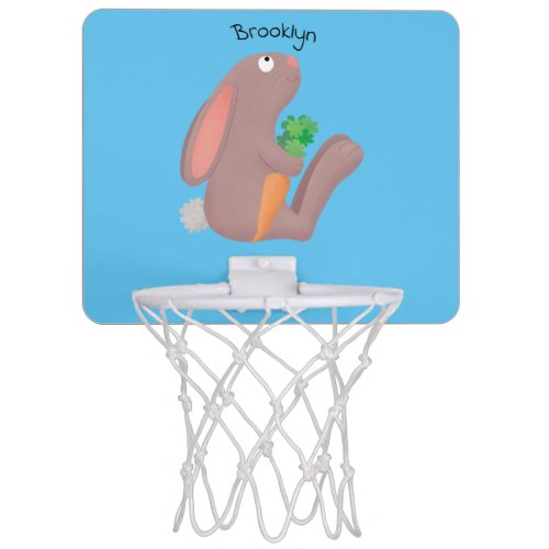 Cute bunny rabbit sitting with carrot cartoon mini basketball hoop