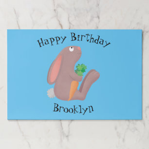Cute bunny rabbit sitting with carrot cartoon paper pad