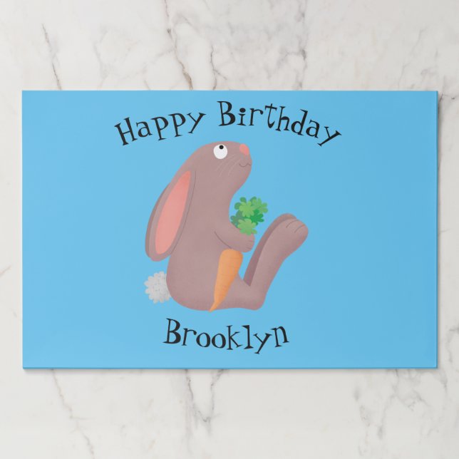 Cute bunny rabbit sitting with carrot cartoon paper pad (Front)
