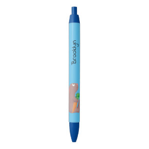 Cute bunny rabbit sitting with carrot cartoon pen