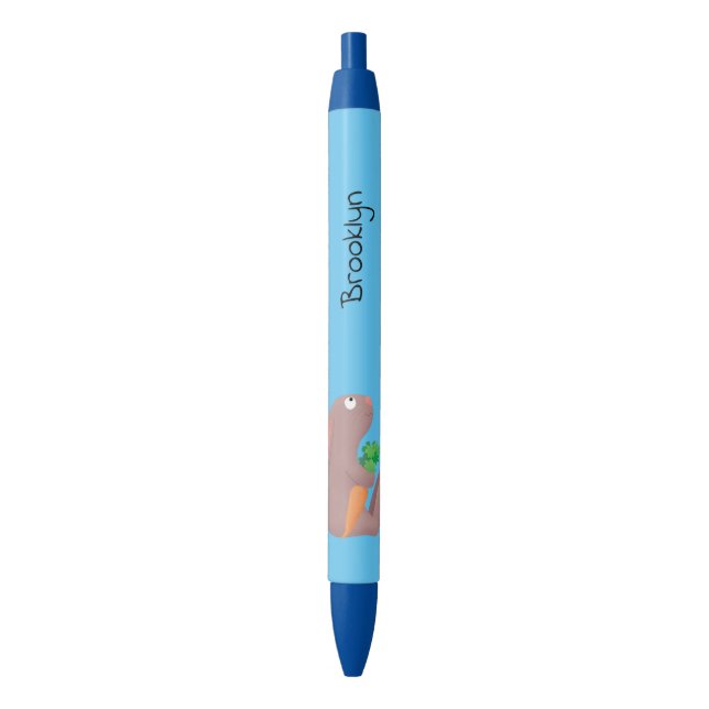 Cute bunny rabbit sitting with carrot cartoon pen (Front Vertical)
