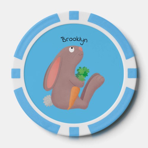 Cute bunny rabbit sitting with carrot cartoon poker chips