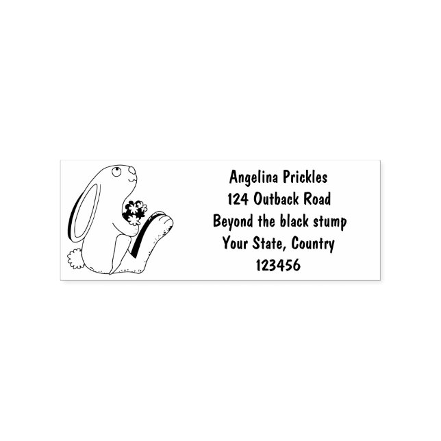 Cute bunny rabbit sitting with carrot cartoon rubber stamp (Imprint)