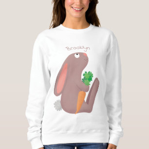 Cute bunny rabbit sitting with carrot cartoon sweatshirt