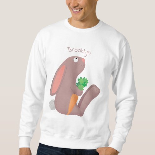 Cute bunny rabbit sitting with carrot cartoon sweatshirt