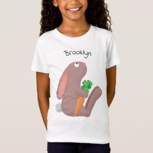 Cute bunny rabbit sitting with carrot cartoon T-Shirt