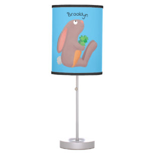 Cute bunny rabbit sitting with carrot cartoon table lamp