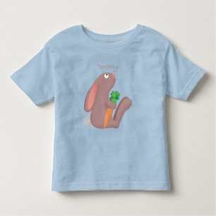 Cute bunny rabbit sitting with carrot cartoon toddler t-shirt
