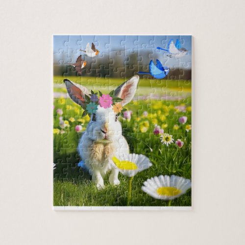 Cute Bunny Rabbit Summer Jigsaw Puzzle