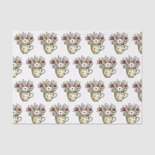 Cute Bunny Rabbit Teacup Wildflower Tissue Paper