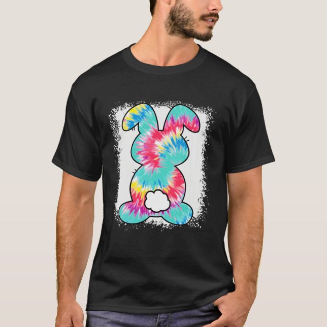 Cute Bunny Rabbit Tie Dye Bow Tie Easter Day Girls T-Shirt (Front)
