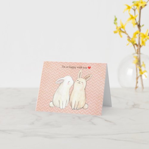 Cute Bunny rabbit Valentine Anniversary Happy   Card