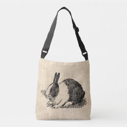 Cute Bunny Rabbit Vintage Animal Art Illustration Crossbody Bag