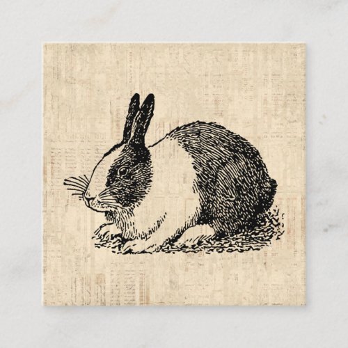 Cute Bunny Rabbit Vintage Animal Art Illustration Enclosure Card