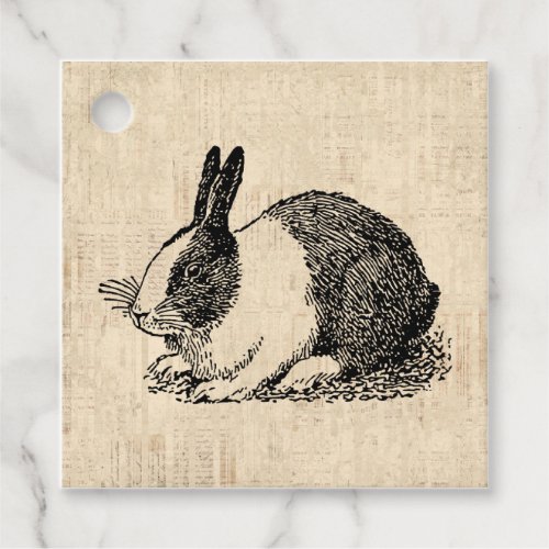 Cute Bunny Rabbit Vintage Animal Art Illustration Favor Tags