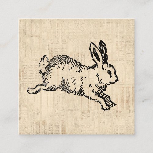 Cute Bunny Rabbit Vintage Illustration Script Art Enclosure Card