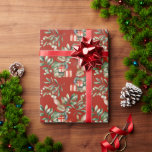 Cute Bunny Rabbit Watercolor Red Christmas Wrapping Paper<br><div class="desc">Holiday red background with adorable watercolor bunny rabbit with Christmas presents surrounded by holly leaves & berries.  Just adorable for all your holiday gifts.</div>