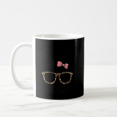 Cute Bunny Rabbit Wearing Leopard Glasses Easter D Coffee Mug