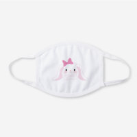 Cute Bunny Rabbit (White Pink) White Cotton Face Mask