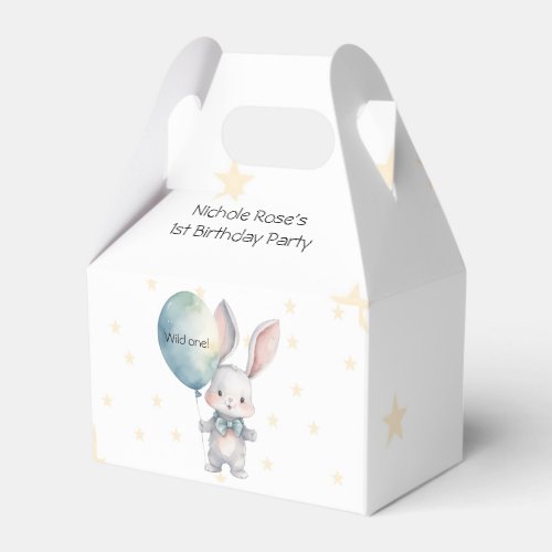 Cute Bunny Rabbit Wild One 1st Birthday Party Favor Boxes