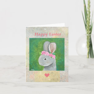 Cute Bunny Rabbit with Flower Crown Pretty Easter Card