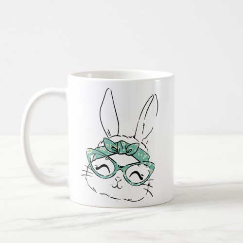 Cute Bunny Rabbit With Glasses  Easter Day Kids Gi Coffee Mug