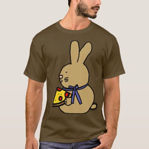 Cute Bunny Rabbit with Pizza Slice T_Shirt