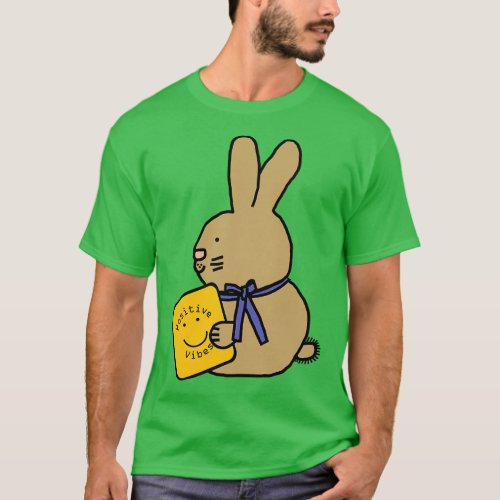 Cute Bunny Rabbit with Positive Vibes Smiley Face T_Shirt
