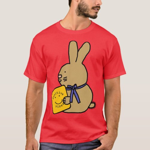 Cute Bunny Rabbit with Positive Vibes Smiley Face T_Shirt