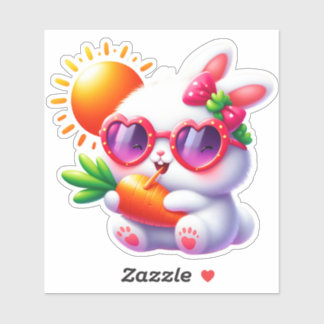 Cute Bunny Rabbit with Sun Sticker