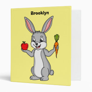 Cute bunny rabbit with vegetables cartoon 3 ring binder