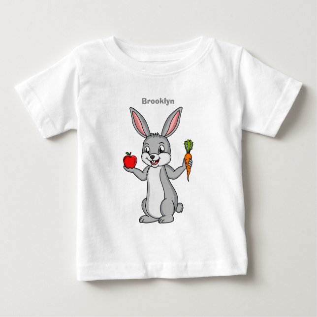 Cute bunny rabbit with vegetables cartoon baby T-Shirt (Front)