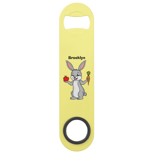 Cute bunny rabbit with vegetables cartoon  bar key (Front)