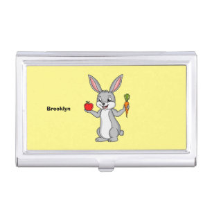 Cute bunny rabbit with vegetables cartoon business card case